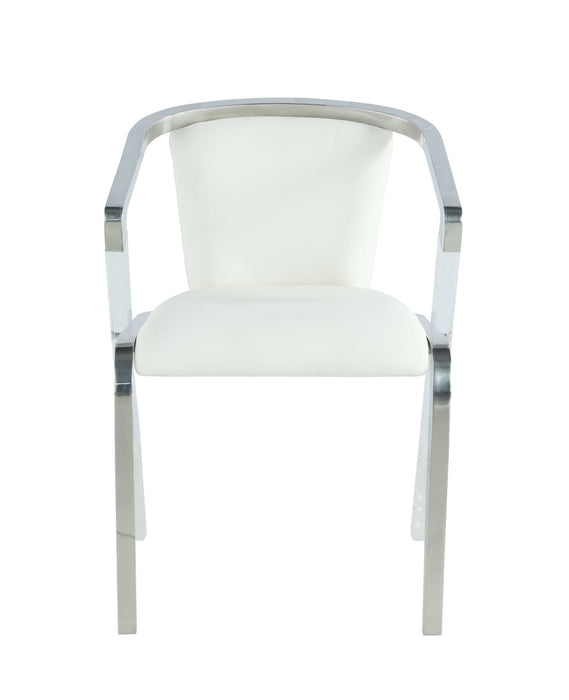 Modern Arm Chair w/ Steel & Solid Acrylic Frame - 2 per box BRUNA-AC-WHT