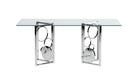 Contemporary Glass Top Dining Table w/ Dual Steel Base Set BRUNA-DT-4272