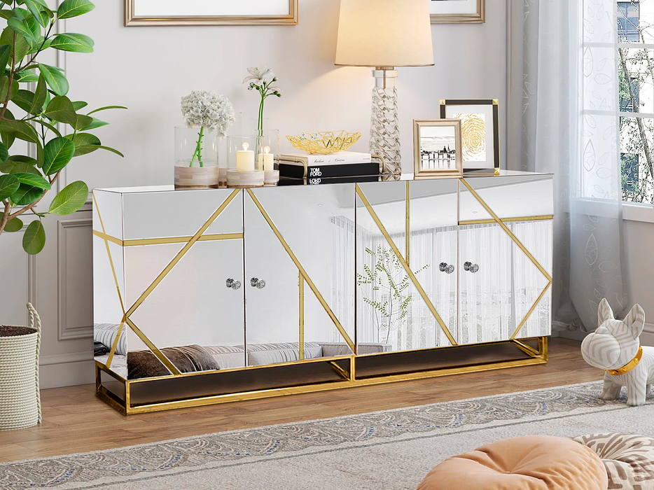 Timeless Mirrored Cabinet with Gold Accent