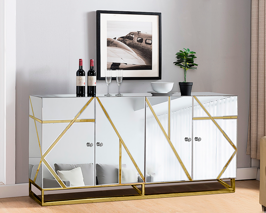 Timeless Mirrored Cabinet with Gold Accent