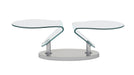 Contemporary Motion Glass Top Cocktail Table w/ Steel Base 2062-CT