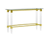 Rectangular Glass Sofa Table w/ Acrylic Legs & Gold Plated Frame 4038-ST-GLD