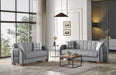Button Gray Fabric Living Room Set
