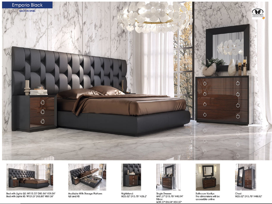 Emporio Black Queen size Bed