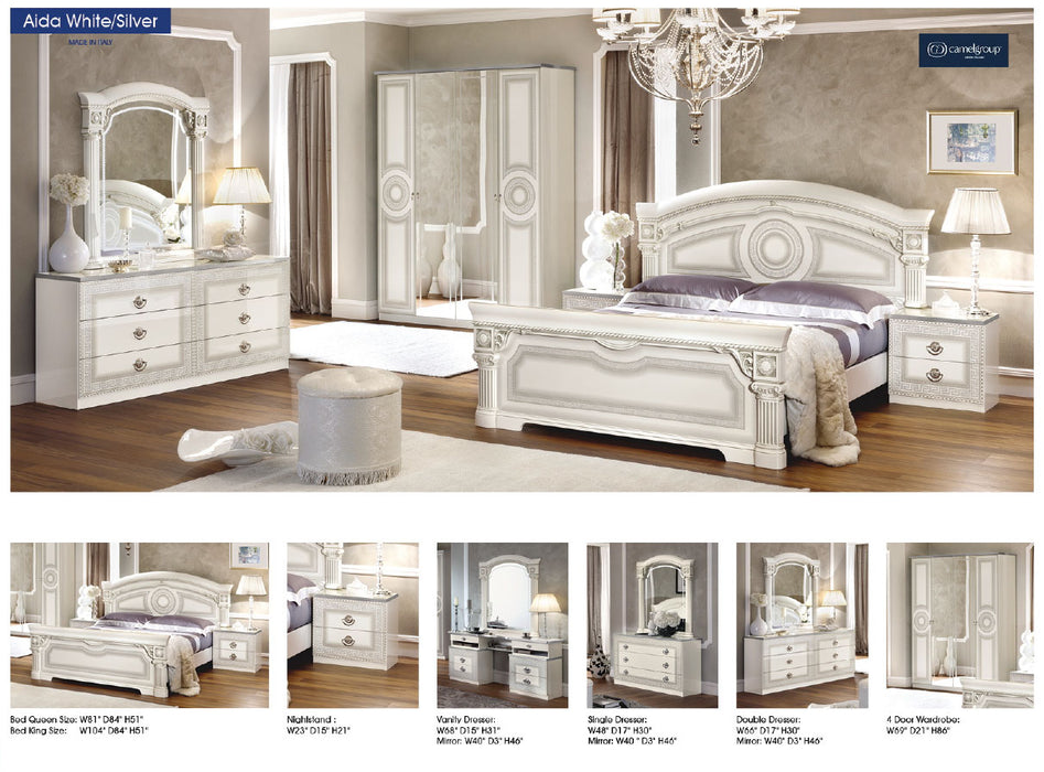 Aida Bed White w/Silver