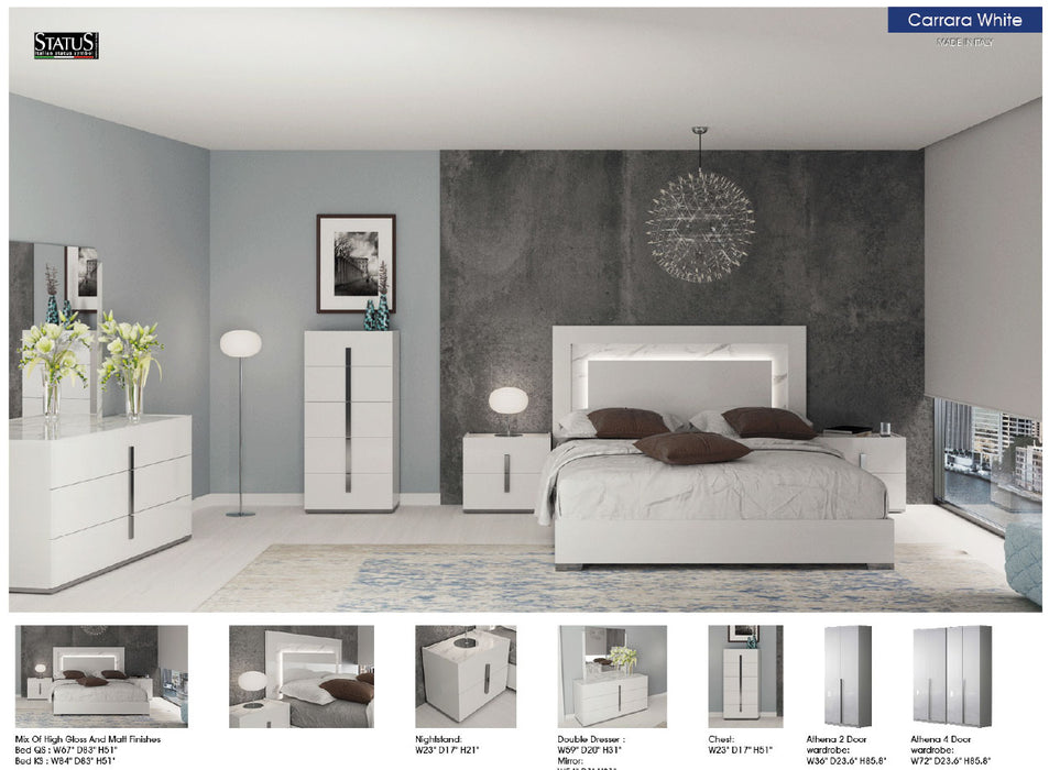 Carrara Bed with Frames White w/Light