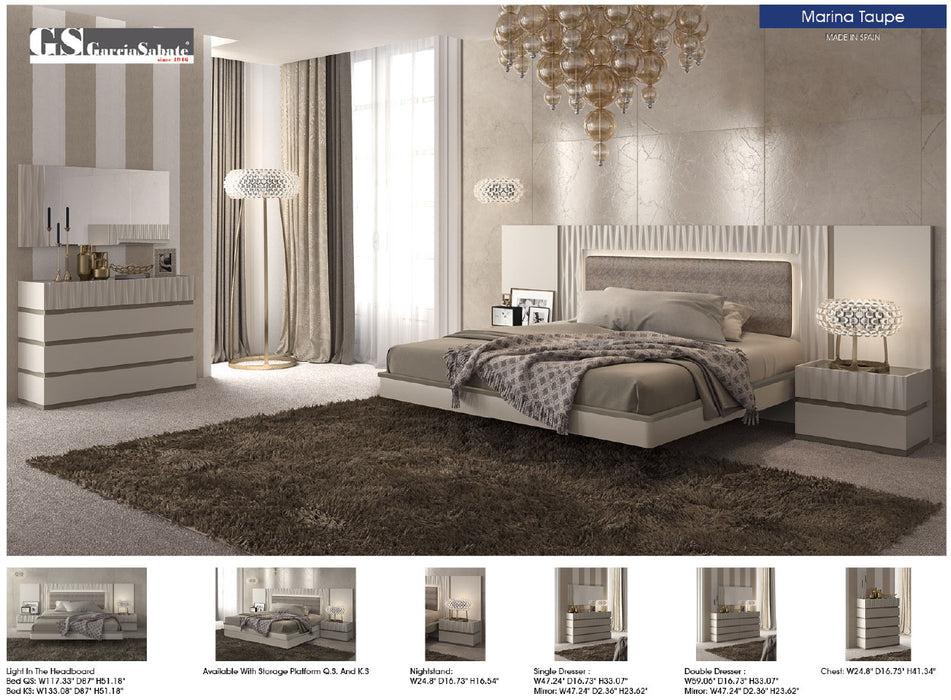 Marina Taupe Queen size Bed