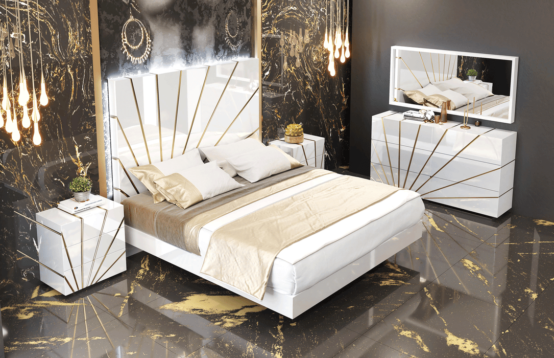 Oro White Queen Size Bed