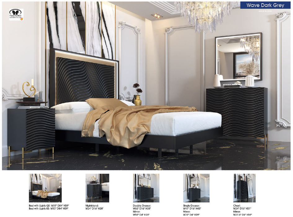 Wave Bed Dark grey