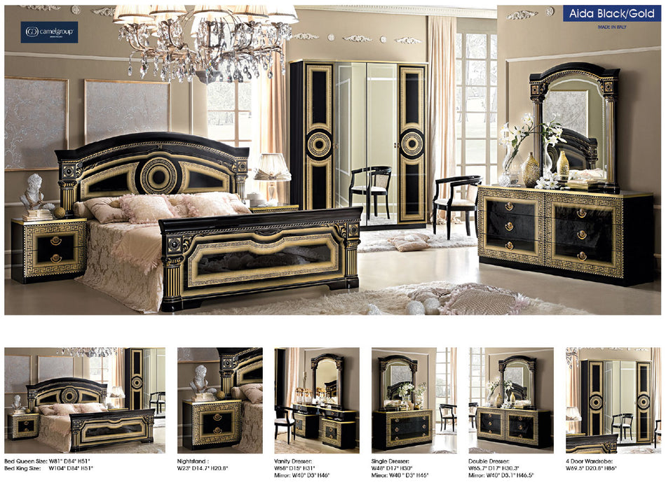 Aida Bedroom Black w/Gold, Camelgroup Italy