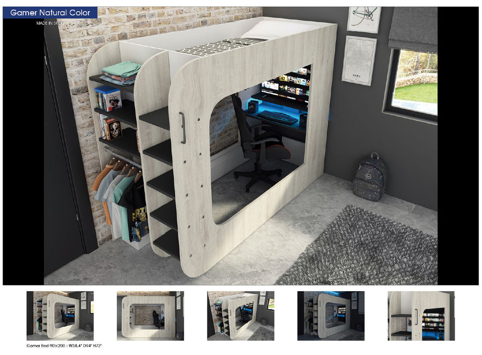 Gamer Bed 35.43" x 78.7" Natural Color