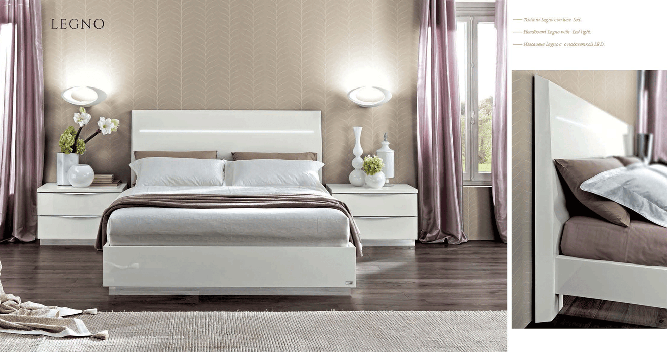 Onda LEGNO White Bed with Led Lights