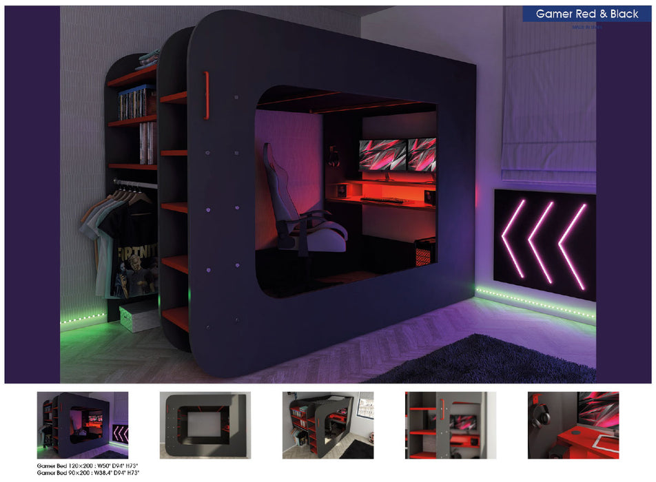 Gamer Bed Red & Black