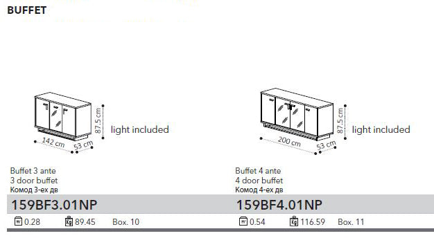 Volare 4 Door Buffet w/Mirror