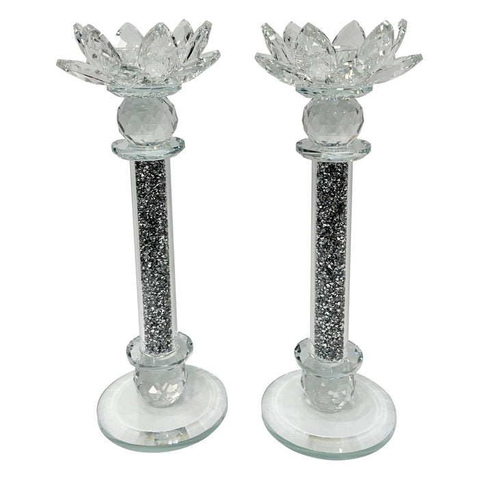 Ambrose Exquisite 2-Piece Candle Holders in Silver (Gift Box Included)