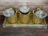 Ambrose Exquisite Tea, Sugar, Coffee Canisters with Tray in Crushed Diamond Glass in Gift Box