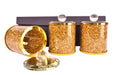 Ambrose Exquisite Tea, Sugar, Coffee Canisters with Tray in Crushed Diamond Glass in Gift Box