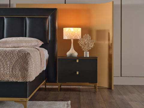 Carlino Nightstand - Gray / Marble
