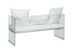 Contemporary Acrylic Bench w/ Upholstered Seat CIARA-BCH-WHT