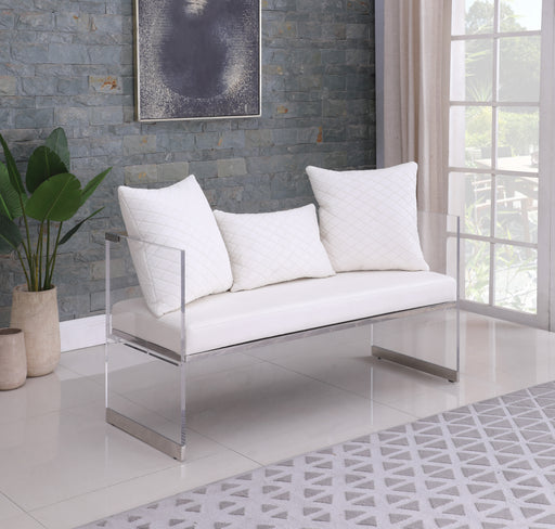 Contemporary Acrylic Bench w/ Upholstered Seat CIARA-BCH-WHT