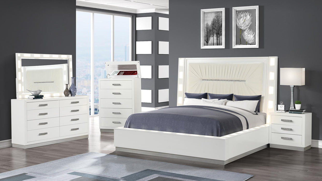 Coco Bedroom Set – Coco King 5 Pc Bedroom Set in Milky White by Galaxy Home Furnishings