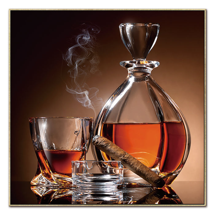 Oppidan Home Framed Cigar and Tasting Glass Acrylic Wall Art (48H X 48W)