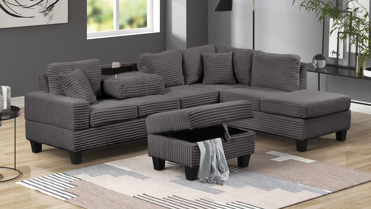 Cozy Sectional – Cozy Sectional Sofa with Ottoman Gray by Galaxy Home Furnishings
