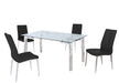 Contemporary Dining Set w/ Glass Table & Upholstered Chairs CRISTINA-ABIGAIL-5PC-BLK
