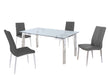 Contemporary Dining Set w/ Glass Table & Upholstered Chairs CRISTINA-ABIGAIL-5PC-GRY
