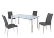 Contemporary Dining Set w/ Glass Table & Upholstered Chairs CRISTINA-ABIGAIL-5PC-ASH