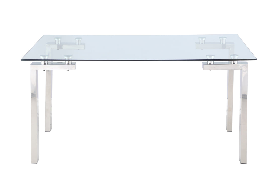 Contemporary Glass Top Dining Table w/ Steel Base CRISTINA-DT