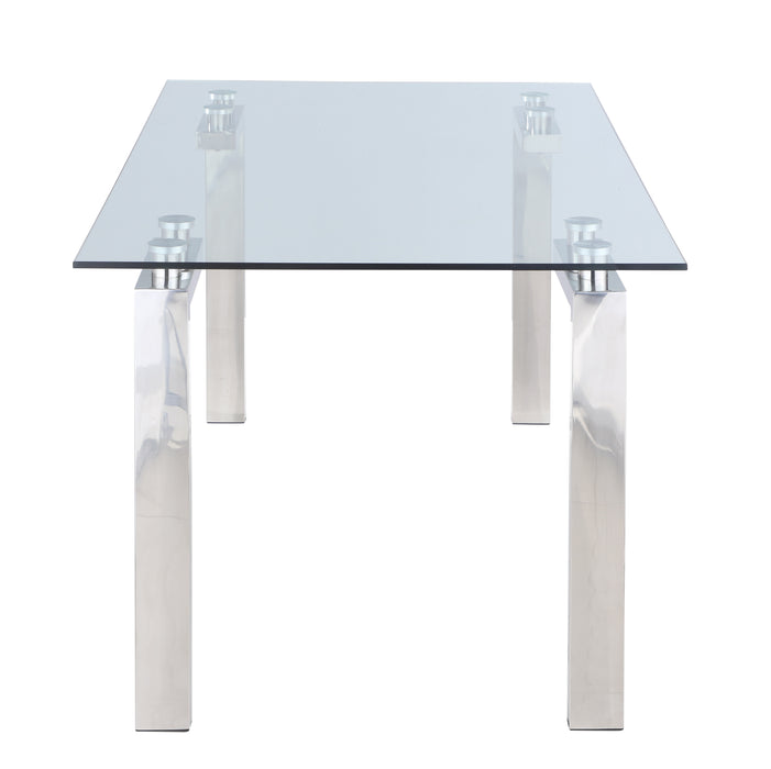 Contemporary Glass Top Dining Table w/ Steel Base CRISTINA-DT