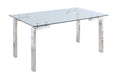 Contemporary Glass Top Dining Table w/ Steel Base CRISTINA-DT