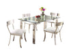 Contemporary Dining Set w/ Glass Table & Upholstered Chairs CRISTINA-MAIDEN-5PC