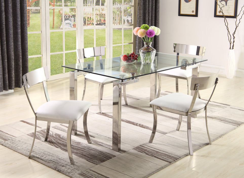 Contemporary Dining Set w/ Glass Table & Upholstered Chairs CRISTINA-MAIDEN-5PC