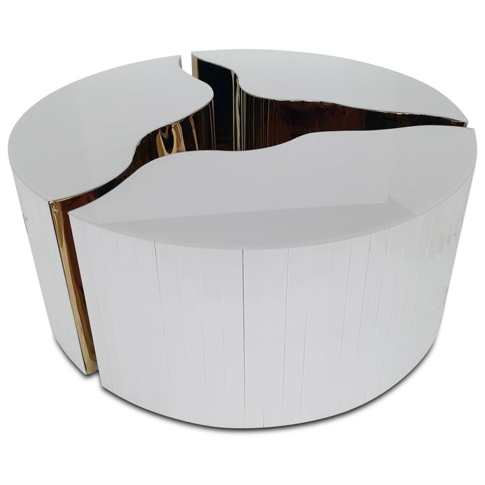 Timeless 3-Piece Round Coffee Table Set with White and Gold Modern Design