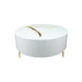 Timeless White Modern Round Coffee Table with Gold Accent Design