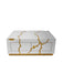 Timeless Rectangular Coffee Table in White with Liquid Gold Accent