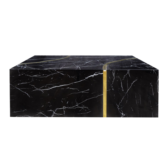 Timeless Modern Design Black Coffee Table with Gold Accent