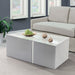Timeless Modern Design White Coffee Table with Silver Accent