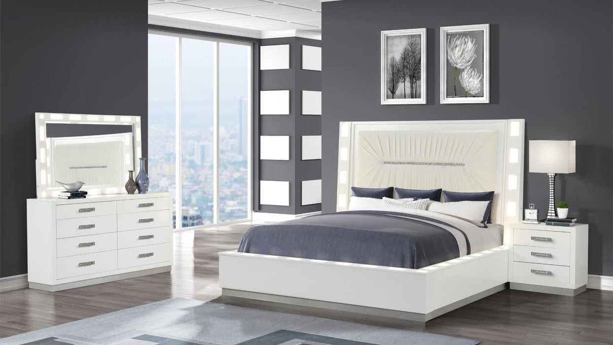 Coco Bedroom Set – Coco Queen 4 Pc Bedroom Set in Milky White by Galaxy Home Furnishings
