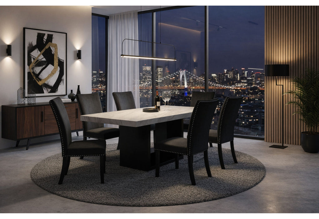 D02DT Dining Table + 8 Dining Chairs - Black