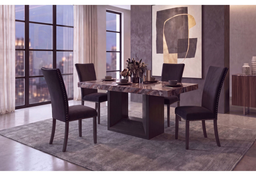 D02DT Dining Table + 8 Dining Chairs - Lava/Black + Black