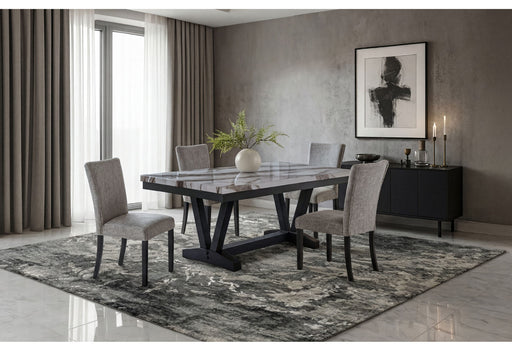 D1319DT Dining Table + 6 Dining Chairs - Black/White + Light Grey