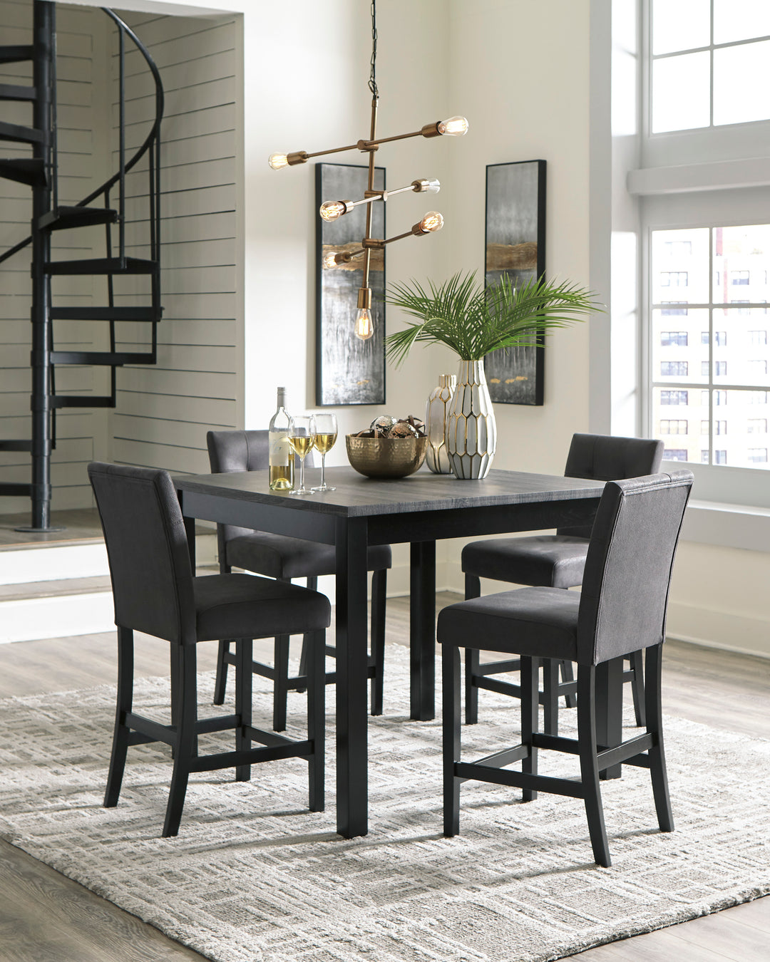 Garvine Counter Height Dining Table and Bar Stools (Set of 5) ASH