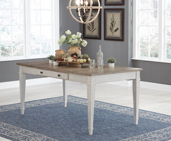 Skempton Dining Table and Chairs (Set of 7) - White;Brown/Beige