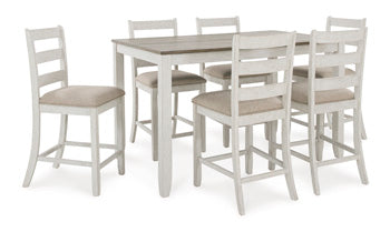 Skempton Dining Table and Chairs (Set of 7) - White;Brown/Beige
