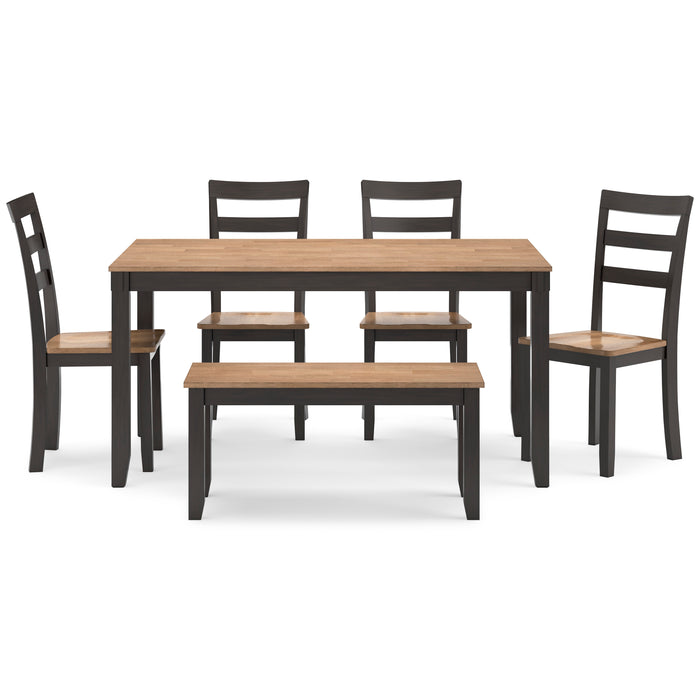 Gesthaven Dining Table with 4 Chairs and Bench (Set of 6)