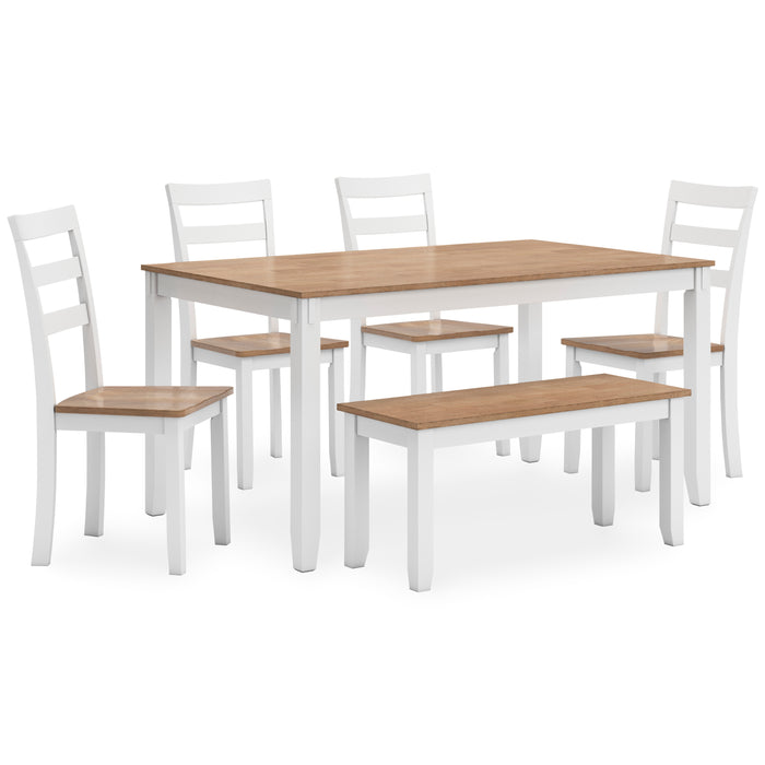 Gesthaven Dining Table with 4 Chairs and Bench (Set of 6)
