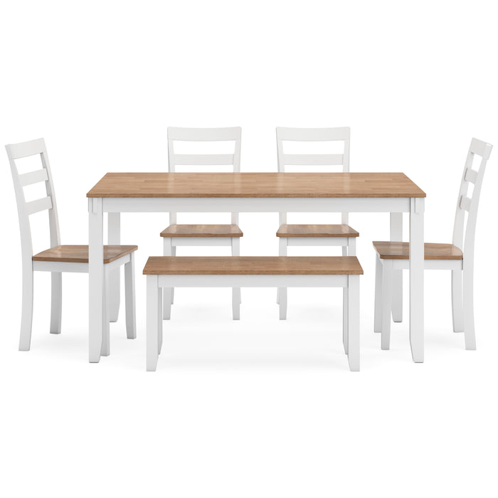 Gesthaven Dining Table with 4 Chairs and Bench (Set of 6)